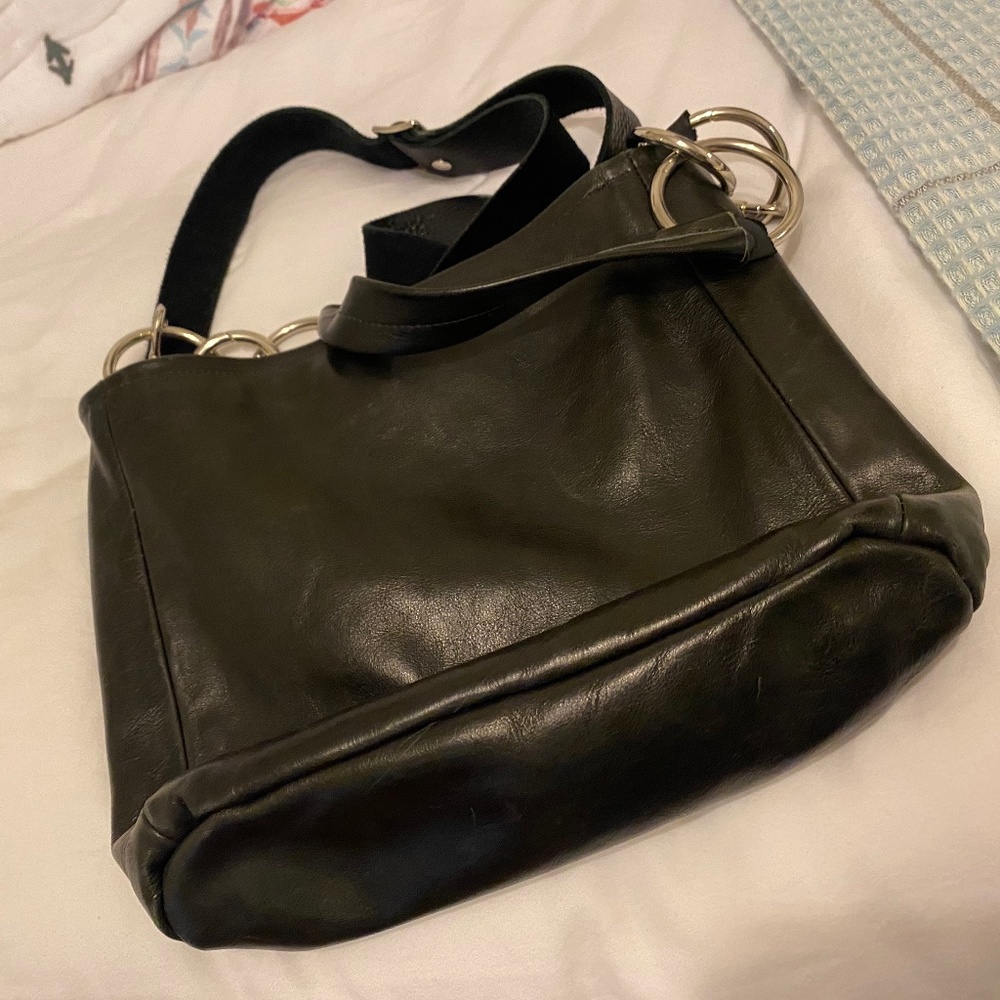 Lynn Tallerico 'Evan Small Cross Body Shoulder Bag'  Black bullhide leather